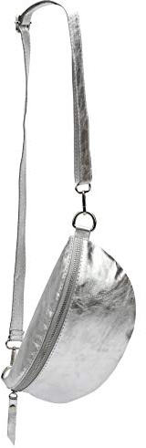 SH Leder ® echt Leder Hüfttasche Damen Herren Unisex Gürteltasche für Festival Reise Bauchtasche mittelgroße Crossbody Bag Frauen Ledertasche 27x15cm Karla G359 (Silber Metallic)