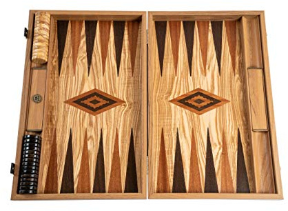 Backgammon Olivenholz große Holzkassette - Intarsien - Handarbeit