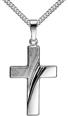 Anhänger-Kreuz Silberkreuz für Damen, Herren und Kinder als Design Kettenanhänger 925 Sterlingsilber mit Halskette Länge wählbar.