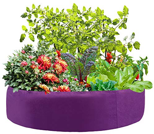 XHONG Cama de siembra de tela extra grande, 100 galones redonda levantada maceta de cultivo bolsa de jardín con 6 etiquetas contenedor de cultivo para plantas de hierbas y flores vegetales