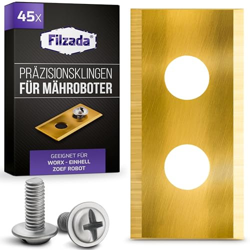 Filzada® 45x Mähroboter Messer geeignet für Worx Landroid inkl. Schrauben - Ultra scharfe Landroid Ersatzmesser - Passend für Worx, Einhell, M500 Plus, M700, LX790, 550, 1200 LCD UVM