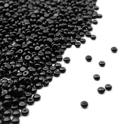 PMLAND Acrylic Mini Flat Marbles, Pebbles, Beads 3500+ Pcs 6 mm in Diameter for Vase Fillers, Brush Holder, Party Table Scatter, Wedding, Decoration, Crafts - Black