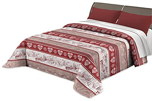 Tata Home Trapunta Invernale Matrimoniale Imbottita 300 gr/mq Piumone Caldo 260x260 cm Fantasia Tirolese Made in Italy MOD. Alpina