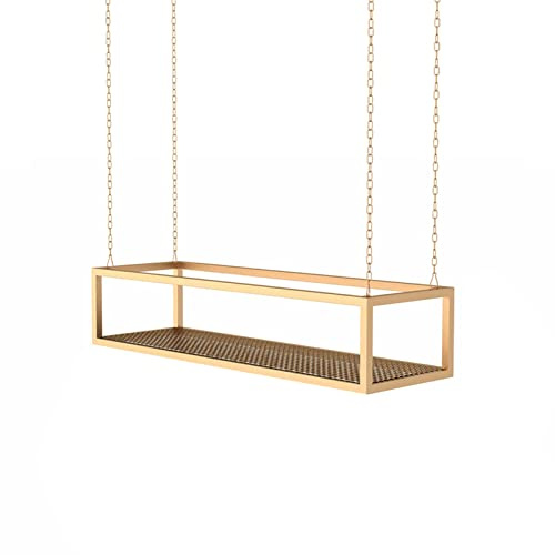 Deckenregal Stabiler Deckenhänger Schwebendes Regal aus goldenem Metall, hängende Pflanzenregale, Blumentopfständer, Dekorationen, Ausstellungsregale, mit Kettenartikeln, Küchenregal, Weinhalter für B