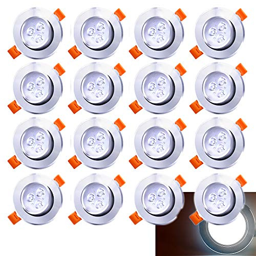 Yakimz LED Einbaustrahler, Ultra Flach 3W 230V Spots Einbauleuchten, 6500K Kaltweiß, IP20 Schutzart, 30° Schwenkbar, Für Badezimmer Und Wohnzimmer, 20er Set [Energieklasse A++]