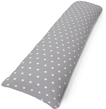 Amilian Seitenschläferkissen inkl. Füllung und Bezug: 150cm x 40cm, Stillkissen, Schwangerschaftskissen, Lagerungskissen Baby und Erwachsene, Pregnancy Pillow: Sternchen Grau