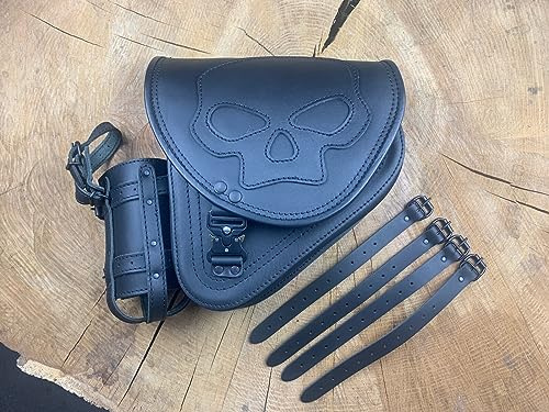 ORLETANOS Schwingentasche Diablo Skull Blackline kompatibel mit Harley Davidson Softail Breackout Heritage Starrahmen Satteltasche Fat Bob 2018 Tasche Motorradtasche