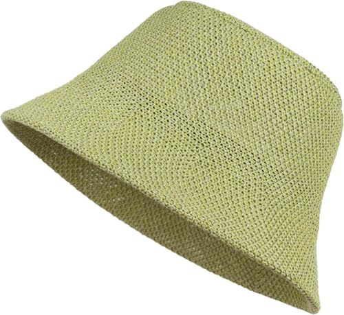 styleBREAKER Cappello da Sole Femminile in Paglia di Carta Pieghevole, Cappello da Pescatore Leggero con Fascia Antiscivolo, Protezione Solare Estiva per Outdoor e Spiaggia, Verde giallognolo