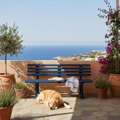 PROREGAL Gartenbank Antigua | 3-Sitzer | Blau | HxBxT 74x150x54cm | Witterungs- & UV-beständiger Kunststoff | Parkbank Sitzbank Außenbereich Garten Balkon Terrasse