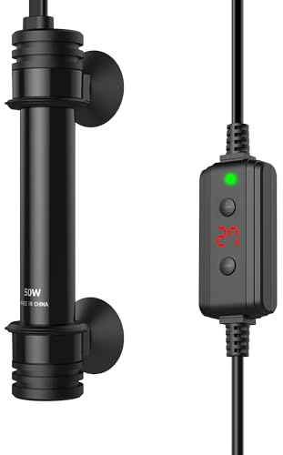 NICREW Aquarium Heizer 50 W, Temperatur einstellbare Aquarium Heizung mit Controller für Aquarien bis 40 L, Überhitzungsschutz