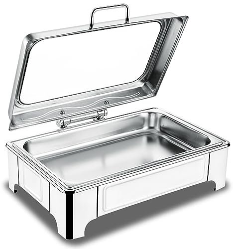 Chafing Dish,Chafing Dish Chafing Dishes, Catering Hot Plates, Servidores de Buffet Cuadrados eléctricos y Platos Calientes con Tapas visibles, para Fiestas, Buff,Monolattice