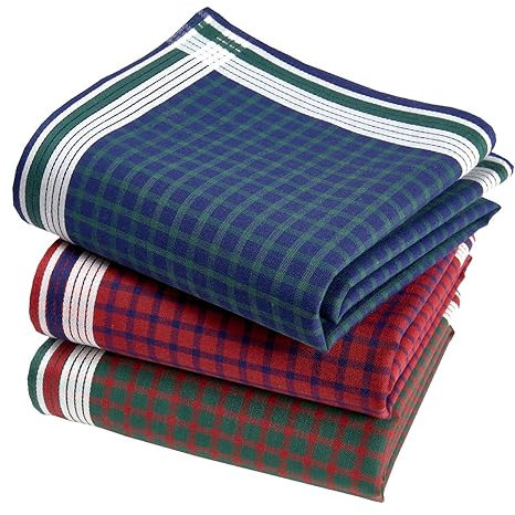 Fazzoletti in tessuto da uomo, 100% cotone pettinato, 45 x 45 cm, 3 pezzi, modello A15