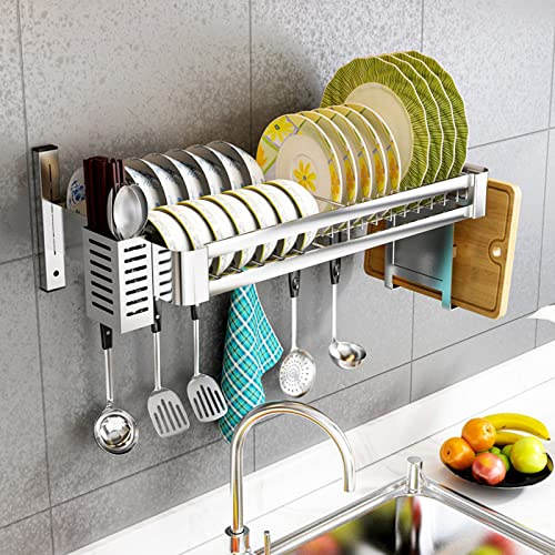 Escurreplatos Acero Inoxidable, Escurridor De Platos for Colgar En La Pared,para Secar Platos Con Bandeja De Goteo Y Soporte for Cubiertos for El Hogar Y La Cocina,60cm/80cm Escurreplatos(80cm)