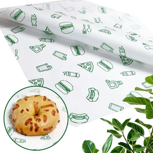 Unbeschichtetes Butterbrotpapier für Lebensmittel 33x33cm – 200 blatt, essenfreundlich aber fettabweisend & wasserfest, für Burger, Sandwich, Pommes & mehr, modernes Design von WK Packaging