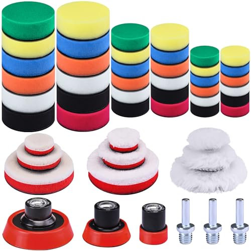 SIQUK 51 Pezzi Kit Lucidatrici Auto Tamponi Spugna per Lucidatura Tamponi Lucidatura Auto Lucidatura Pad per Levigatura Ceretta (30mm, 50mm, 80mm)