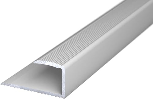 NALine® Einschubprofil für Hartböden von 13-15 mm Belagstärke 1000 mm lang silber Eloxiert Abschlussprofil Endprofil Einfassprofil für Hartböden U-Profil