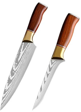 FBITE Ensemble de couteaux de Chef de cuisine en acier inoxydable, damas 70Cr17, couperet à viande, poisson et légumes, trancheur à désosser, couteaux de boucher professionnels