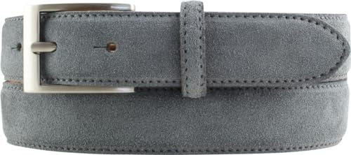 BELTINGER Italienischer Veloursleder-Gürtel, 30 mm breit, Herren, Wildleder, Anzuggürtel, Hosengürtel, Schließe Silber