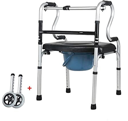 Walker, Folding Rollator Walker Med Sits Och Framhjul, Duschtransportstol, Toalettstol För Toalett För Handikapp Och Seniorer Utomhus