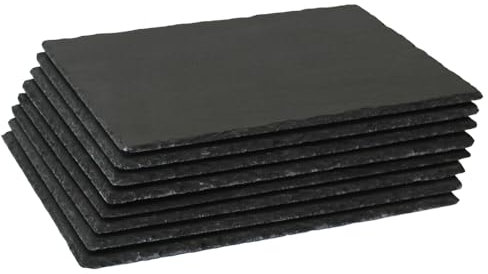 GDYIHANG 12 x 9Inch 8 Pack Slate Cheese Board with Natural Edge for Kitchen Dining Party, Charcuterie Stone Plates for Cake Fruit Meat Appetizers Dried Fruits Display Chalkboard, Set of 8