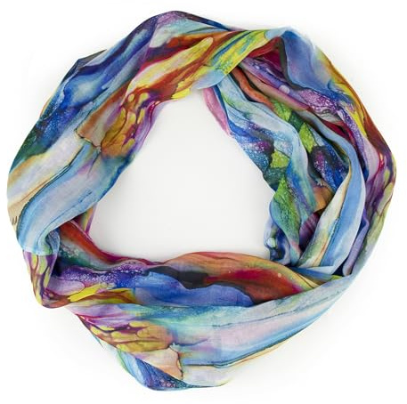 Gloop Loop Schlauchschal für Damen Schal Tuch seidig-luftig leicht mit buntem Muster Print