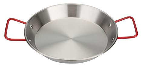 TIECHUINIUB Padella professionale per paella, antiaderente, in acciaio inox, con manici antiscottatura, universale, per tutte le fonti di riscaldamento per casa, hotel, ristorante, rosso, 36 cm
