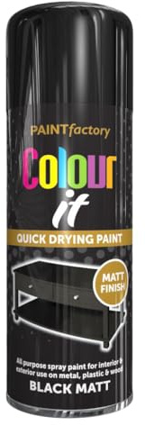 AlezyB - 6 x Black Matt 400ml All Purpose Spray Paint | Use on Metal, Wood, Plastic and Multipurpose Aerosol Professional Quality Perfect Finish, for Interior Exterior and Excellent Coverage