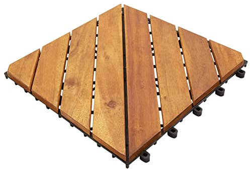 Bulliing Carreaux de terrasse 10 pcs 30x30 cm Bois d'acacia Solide,Caillebotis Exterieur,Dalle Terrasse Exterieur