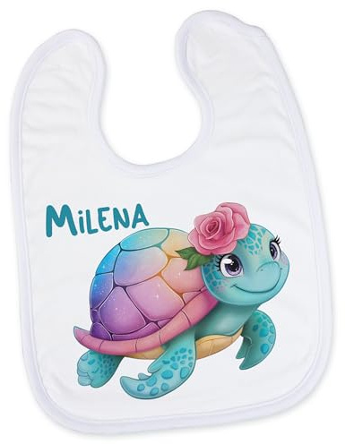 GRAZDesign Lätzchen personalisiert mit Namen Schildkröte Geschenk Geburt Baby Mädchen