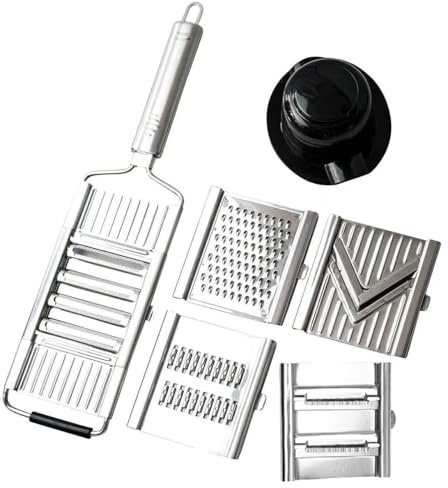 5 in 1 Multi Purpose Handheld Stainless Steel Multifunctional Vegetables Fruits Slicer, Chopper, Grater, Cutter, Shredder, with Free Peeler