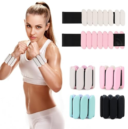 Handgelenkgewichte, 2 Stück, tragbare Handgelenk- und Knöchelgewichte für Damen und Herren, verstellbare Silikon-Armbänder, geeignet für Walking, Yoga und Fitnessstudio, Arm- und Beintraining, 0,9 kg