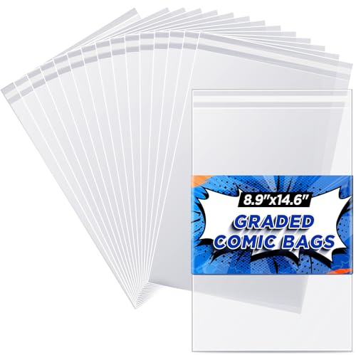 Graded Comic Book Bags - Comic Book Sleeves for CGC and CBCS Slabs, Acid-Free Archival Quality Resealable Comic Book Protector Pack of 50