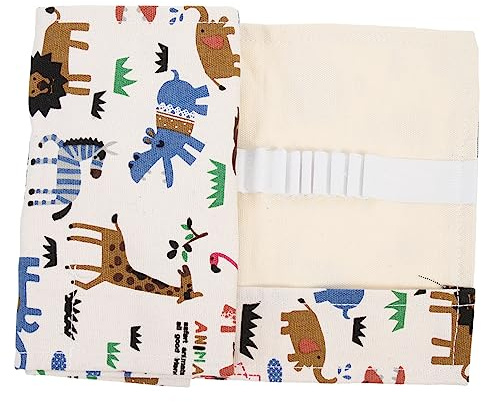 STOBOK Estuche Enrollable De Lona con 48 Orificios Y Diseño De Zoológico Seguro Y Elegante para Estudiantes De Arte Almacenamiento De Pinceles De Agua