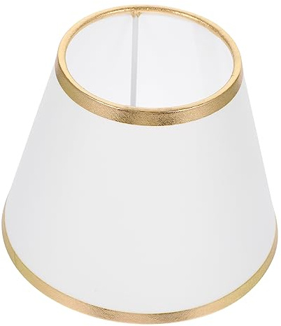 Stofflampenschirm mit Goldrand für Decken und Wandleuchten | 1 Stück, Weißes Gewebe und Eisen, Sanftes Licht, für Raum und Schlafzimmer