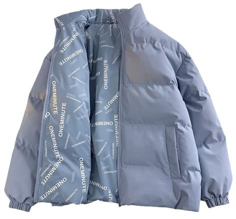 ZEMALON Winterjacke Herren Draussen Verdicken Warm Baumwolle Jacke Herren Leichte Komfortabel Casual Kältejacke Herren Klassisch All-Match Mode Langarm Jacke Herren H-Blue 4XL