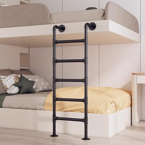 Industrielles Eisenrohr, Hochbett, Dachleiter für Innen und Außen, Metallleiter für Kellerfenster, Ausgang und Notklettern, schwarz, 124 cm robust und langlebig