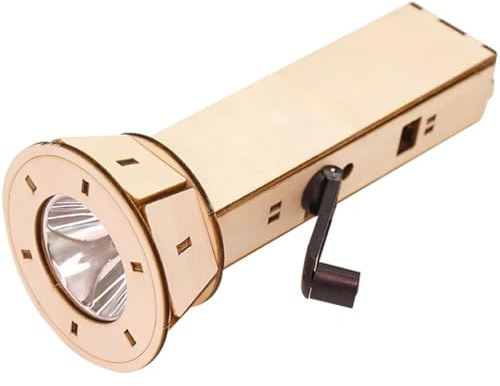 Linterna Dinamo Creativa para Hacer Tú Mismo, Linterna De Madera Hecha A Mano con Manivela, Linterna De Emergencia A Pilas, para Estudiantes, Niños Y Niñas(Manual Type)
