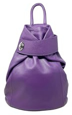 Chicca Borse Borsa Zaino Donna in Pelle Made in Italy 28x35x12 Cm (Viola)