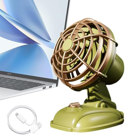 Desktop Fan Portable - 7.5W USB Powered, Silent Speed Machine| Retro small table fan, Style Table Fan, Lightweight Travel-Friendly, Perfect Personal Cooling For Offices, Home, Vehicle