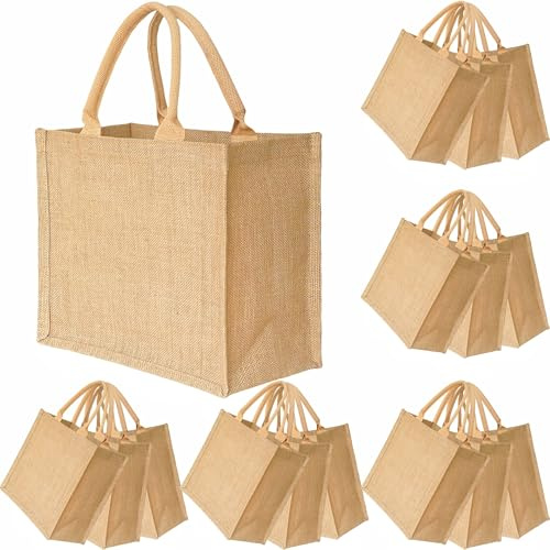 BJFCEK 15PCS burlap tote bags jute Handbags bridesmaid gift 12×6×12 inch