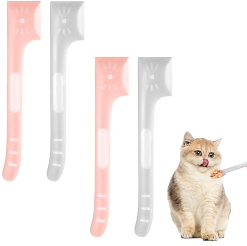 LIQWEI Lot de 4 cuillères à nourriture pour chat - Cuillères pour nourriture animale - Cuillères en silicone - 16 cm - Cuillères à mélanger pour chien et chat