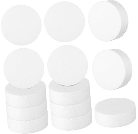 LOLIPPYY Cerchi in Schiuma Rotondi 18 Pezzi 7,5x2,5 Cm in Polistirolo Bianco per attività Creative in Famiglia e Progetti Scolastici