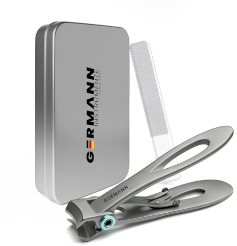 YNR Heavy Duty Nail Clipper - German Toe Nail Clipper for Thick Nails, Extra Sharp & Easy Grip, Stainless Steel Nail Clipper with Premium Glass Nail File | (Silver)