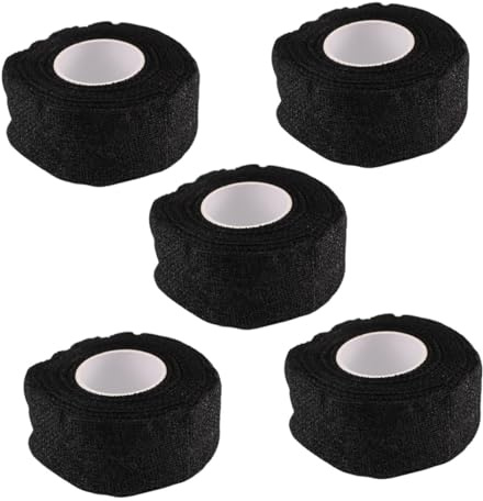 TOYANDONA 5PCS Cotton Self-Adhesive Sports Tape Black Elastic Wrap for Men Women Stretchable Bandaging for Athletic Support and Wound Dressing
