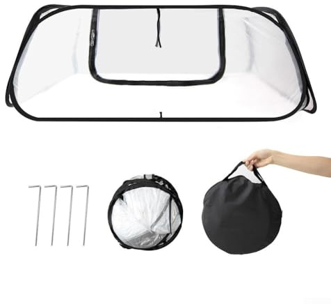 Copertura per piante da giardino, con cerniera, protezione dal freddo e dal vento, in PVC, per ortaggi e giardini fioriti (nero)