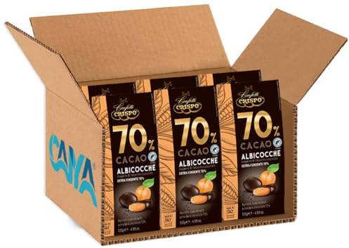Confetti Crispo 70% Cacao Albicocche Ricoperte di Finissimo Cioccolato Extra Fondente 130g [BOX da 6 Confezioni]
