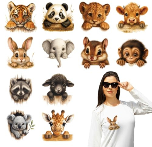 arricraft 12 Blatt Bügelaufkleber Mit Tiermotiven Löwen Und Tiger Motive – Aufkleber Zum Selbstgestalten von T Shirts Jeans Rucksäcken Familienkleidung Hüten Und Mehr