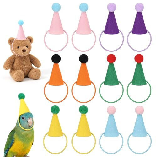 Yuomeaz 12 PCS Party Hats for Stuffed Animals, Cone Mini Party Hats, Colorful Tiny Birthday Hat for Stuffed Animals, Toys, 6 Colors