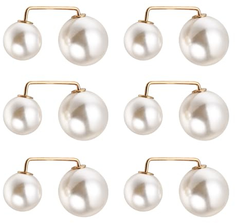 Milisten Lot de 6 Broches de Sûreté en Alliage Perles Blanches, Épingles Décoratives pour Femme, Accessoires pour Jupe, Pull et Châle, Fermeture Anti-décolleté Élégante et Pratique, Usage