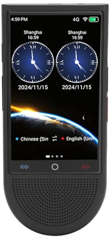 Yosoo Health Gear Appareil de Traduction de Langue, Traducteur Intelligent 4G avec Corps en Métal, 138 Langues, Traduction Vocale et Photo en Ligne Hors Ligne, écran de 4 Pouces pour Les Voyages